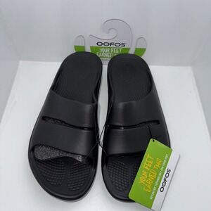 Oofos OOahh Black Comfort Recovery  Slides Unisex M10/W12
